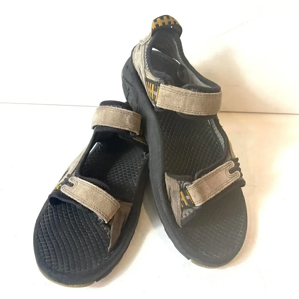 TEVA Men Size 9 Black Brown Sandals Adjustable Straps Comfort Summer Casual Shoe